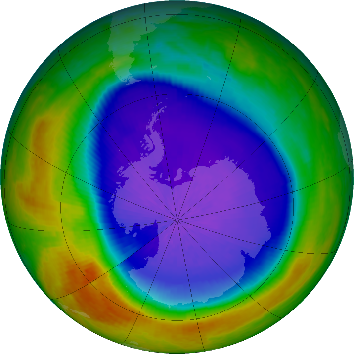 Antarctic ozone map for 04 October 2003